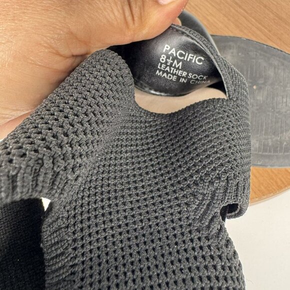 Liverpool Pacific Black Woven Fabric Sandals With Leather Sock Square Toe Size 8 - Picture 6 of 9